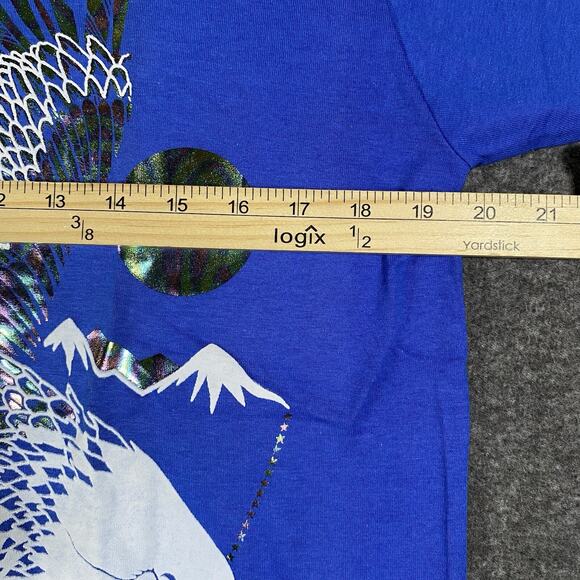 VTG T Shirt Screen Stars Reno L Blue Gold Foil Eagle Single Stitch Robert Walton - Picture 10 of 13